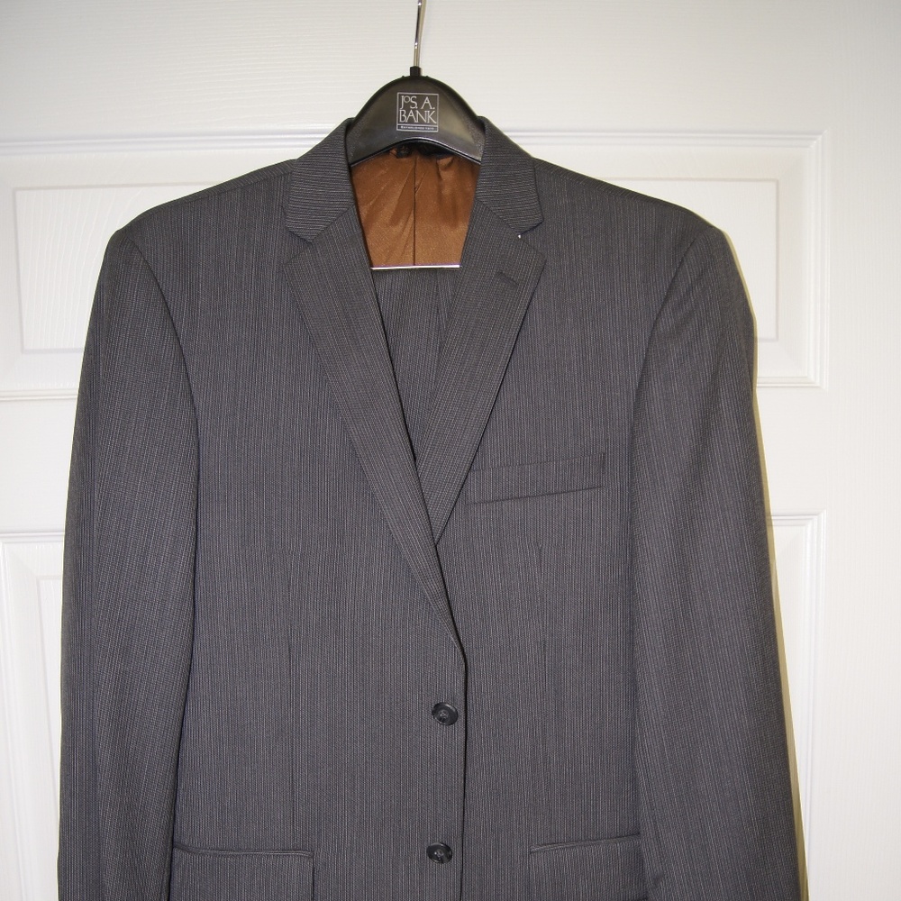 Joseph Jos A Bank Grey Stripe Slim Fit Suit - 40R